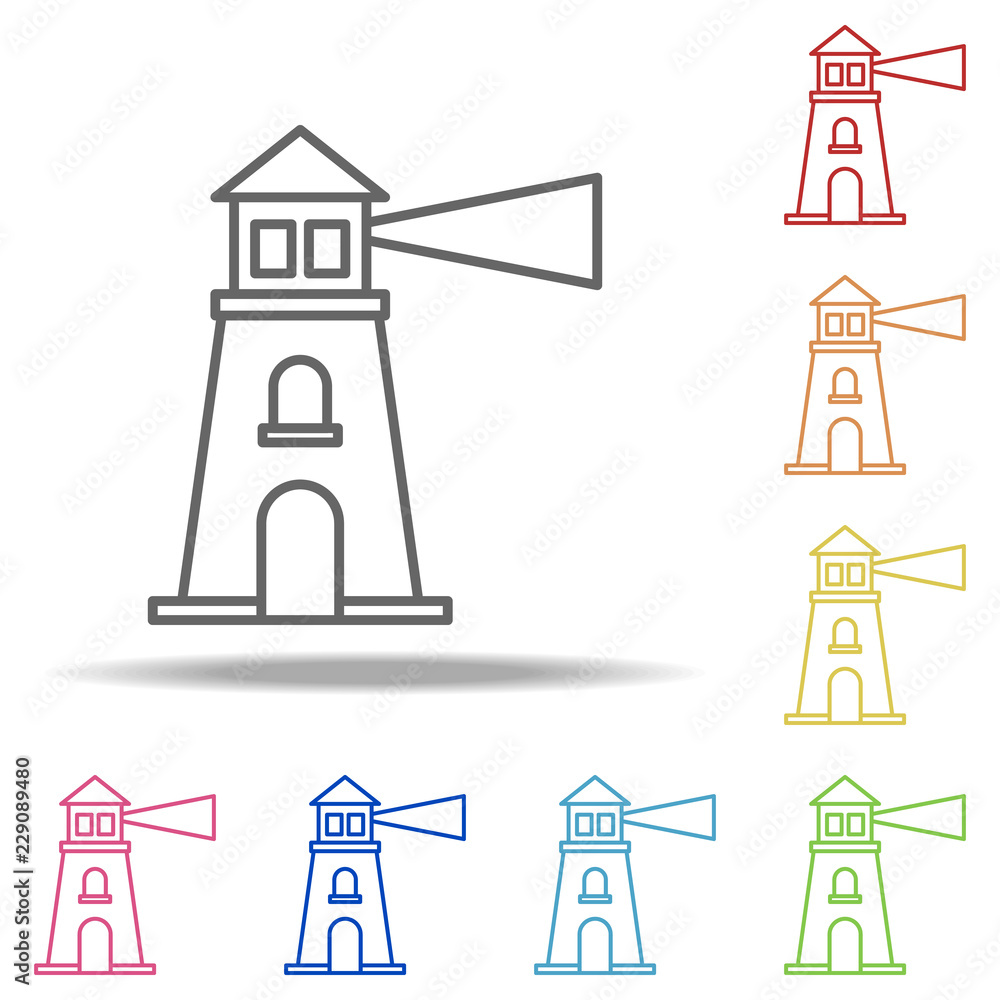 Poster lighthouse icon. elements of global logistics in multi color style icons. simple icon for websites, 