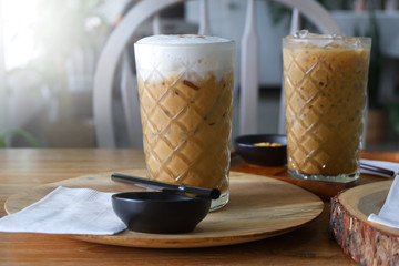 Ice coffee in coffee shop.