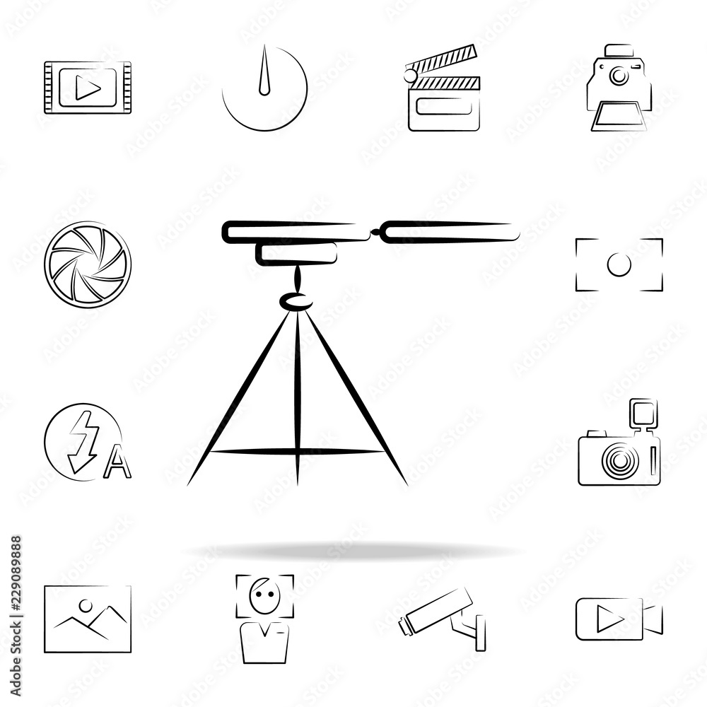 Poster tripod for camera outine icon. photo and camera icons universal set for web and mobile
