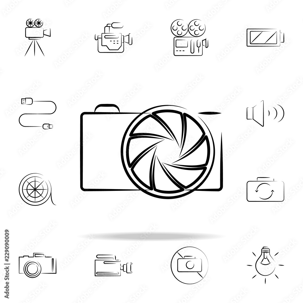 Poster camera outine icon. photo and camera icons universal set for web and mobile