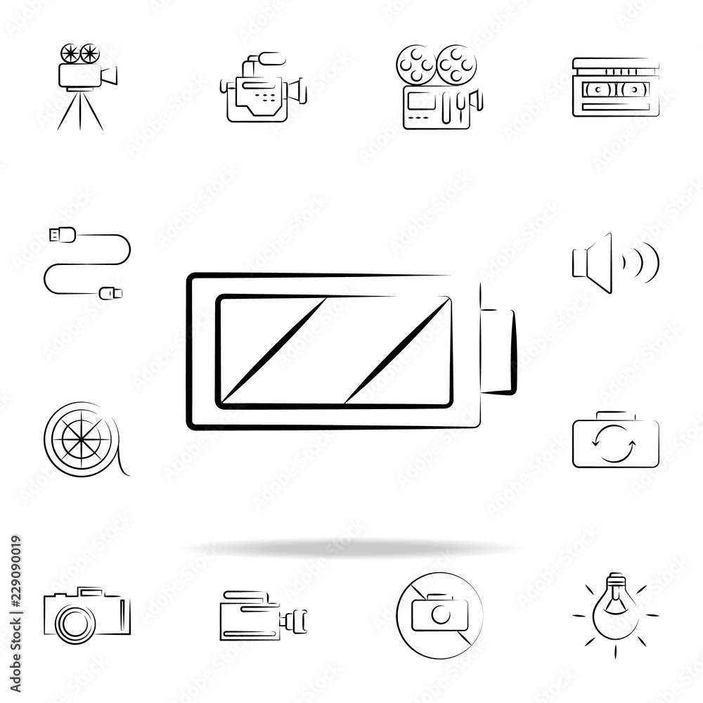Poster battery mark outine icon. photo and camera icons universal set for web and mobile