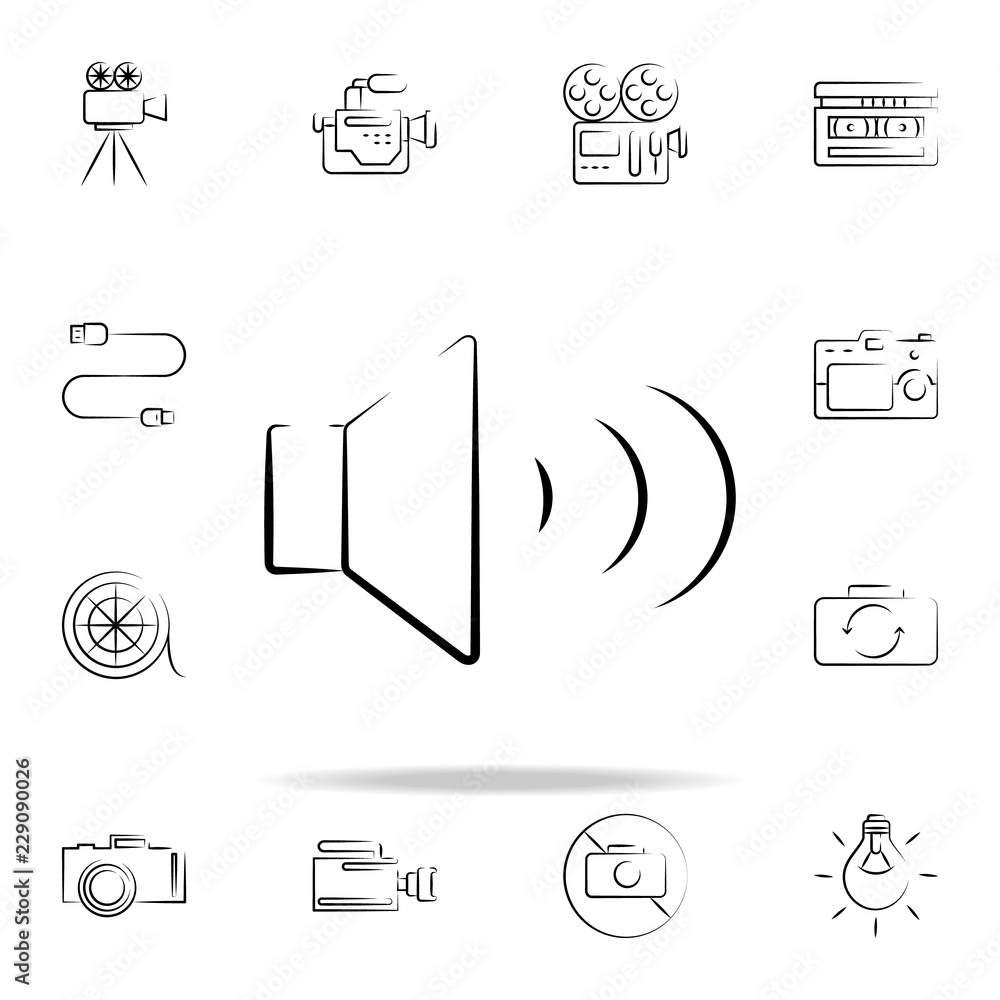 Aufkleber sound sign outine icon. photo and camera icons universal set for web and mobile