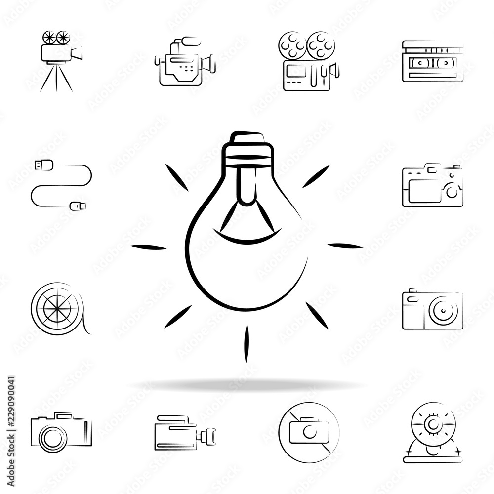 Poster bulb outine icon. photo and camera icons universal set for web and mobile
