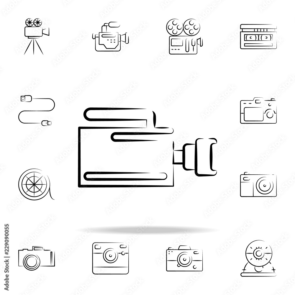 Poster cinema camera outine icon. photo and camera icons universal set for web and mobile