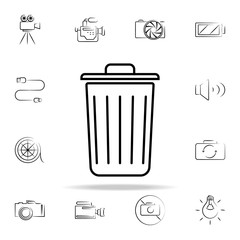 bin outine icon. Photo and camera icons universal set for web and mobile