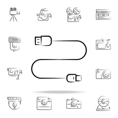 usb cable outine icon. Photo and camera icons universal set for web and mobile