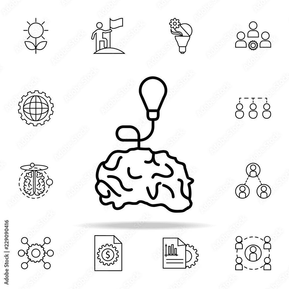 Aufkleber idea in the brain icon. startup icons universal set for web and mobile