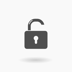 Open Padlock vector Icon Illustration silhouette.
