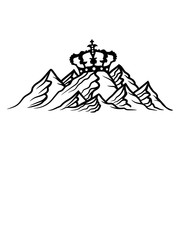 prinz krone könig königin berge hügel alpen wandern urlaug ferien radtour hoch oben klettern aufsteigen besteigen erklimmen berg clipart design kalt schnee snowboard ski fahren