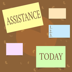Conceptual hand writing showing Assistance. Business photo text Helping someone Sharing work Give support Reinforcement.