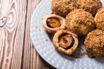 Traditional Austrian plum dumplings