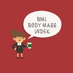 Obraz premium Word writing text Bmi Body Mass Index. Business concept for body fat based on weight and weight measurement.