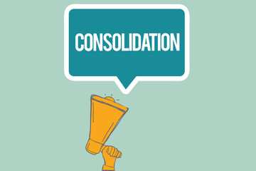 Conceptual hand writing showing Consolidation. Business photo text Action or process of making something stronger or more solid.