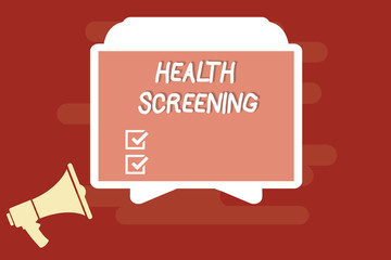 Text sign showing Health Screening. Conceptual photo targeted systematic action designed to identify diseases.