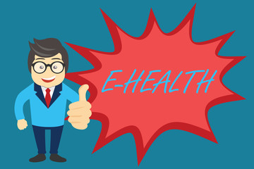Word writing text E Health. Business concept for Healthcare practice buoyed by electronic methods and communication.