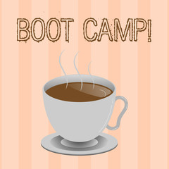 Text sign showing Boot Camp. Conceptual photo Military training camp for new recruits Harsh discipline Fitness.