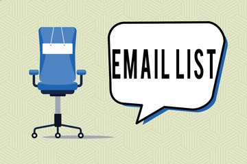 Writing note showing Email List. Business photo showcasing Contacts information to send electronic correspondence newsletter.