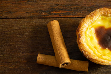 Pasteis de Belem is a typical Portuguese egg tart pastries. Pastel de nata.