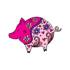 Decorative pig illustration.