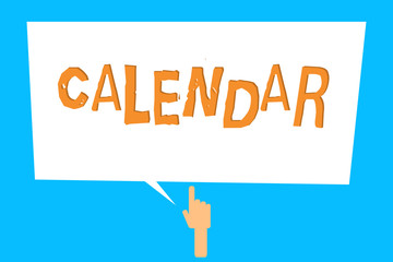 Conceptual hand writing showing Calendar. Business photo showcasing Pages showing days weeks months of particular year Reminder.