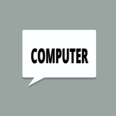 Handwriting text Computer. Concept meaning electronic device capable of receiving data performing operations.