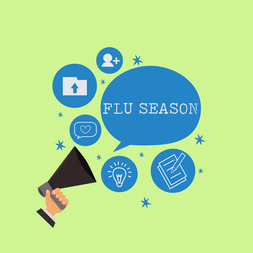 Word Writing Text Flu Season. Business Concept For Time Of Year Specially Winter Where Analysisy Showing Get Influenza.