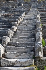  Stairs. Stairs in the future. The ancient stairs. Antique staircase in the ancient theater. Efes. İzmir. Turkey	 
