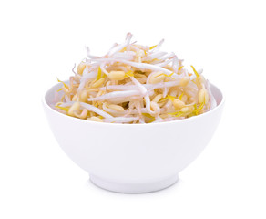 bean sprouts in the white bowl isolated on white background
