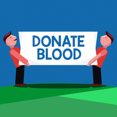 Handwriting text Donate Blood. Concept meaning Refers to the collection of blood commonly from donors.