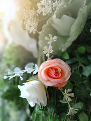 Pink roses are made of fabric