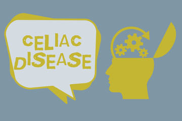 Handwriting text Celiac Disease. Concept meaning Small intestine is hypersensitive to gluten Digestion problem.