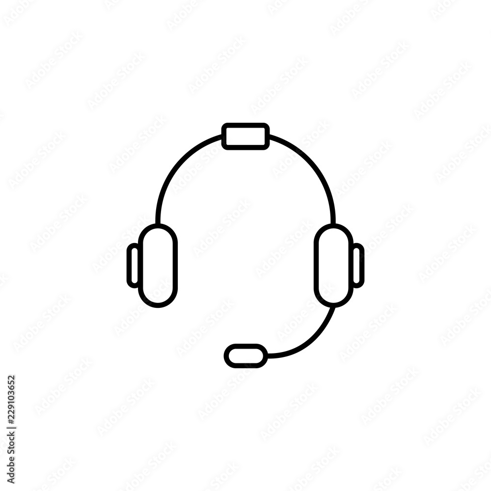 Poster call center headphone icon. element of telecommunication icon for mobile concept and web apps. thin 