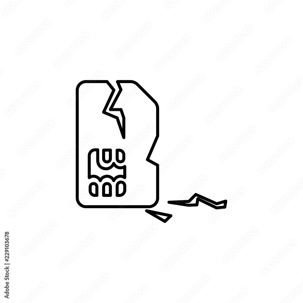 Poster damaged sim card icon. element of telecommunication icon for mobile concept and web apps. thin line 
