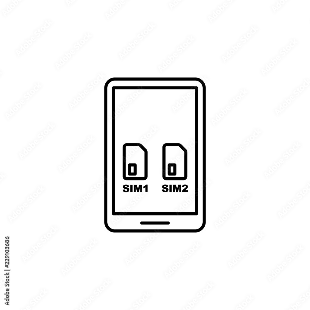 Poster dual sim card phone icon. element of telecommunication icon for mobile concept and web apps. thin li