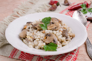 Traditional pearl barley porridge