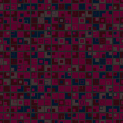 Seamless pattern, texture. Geometric mosaic. Squares on a dark background. Graphic design element.