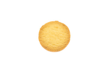 top view of a butter cookie on white background