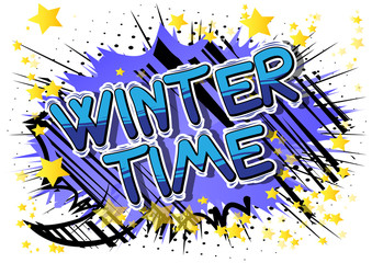 Winter Time - Vector illustrated comic book style phrase.