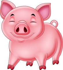 Cartoon happy pig isolated on white background