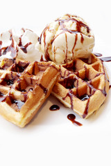 Waffles and ice cream