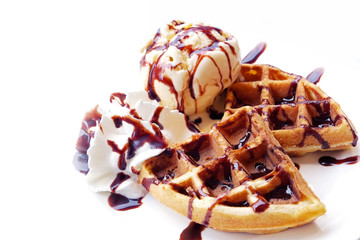 Waffles and ice cream