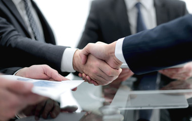 close up. handshake business colleagues