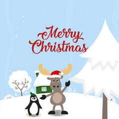 Christmas Card Include Winter Forest Animal