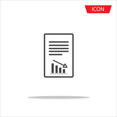 Report text file vector icon, Document with chart symbol, Graph in report text file icon vector.