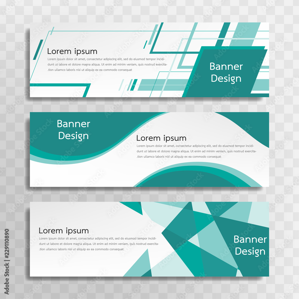 Poster a set of green banner templates designed for the web and various headlines are available in three di
