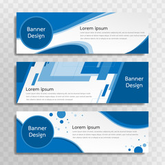 A set of blue banner templates designed for the web and various headlines are available in three different designs.