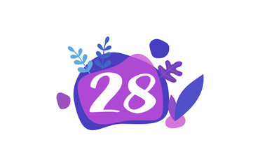 28 Years Anniversary Modern purple Blue Flat Design
