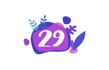 29 Years Anniversary Modern purple Blue Flat Design