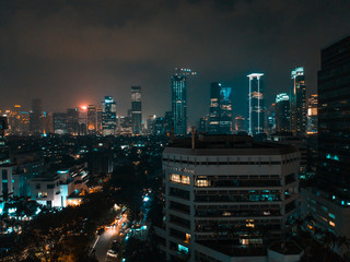 aerial night city view