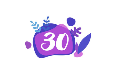 30 Years Anniversary Modern purple Blue Flat Design